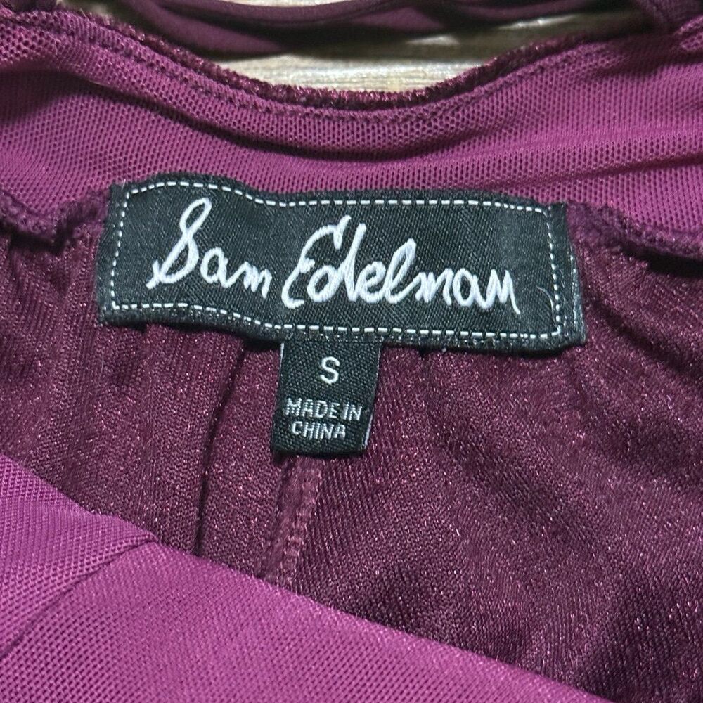 Sam Edelman crushed velvet burgundy maroon romper - Picture 5 of 7